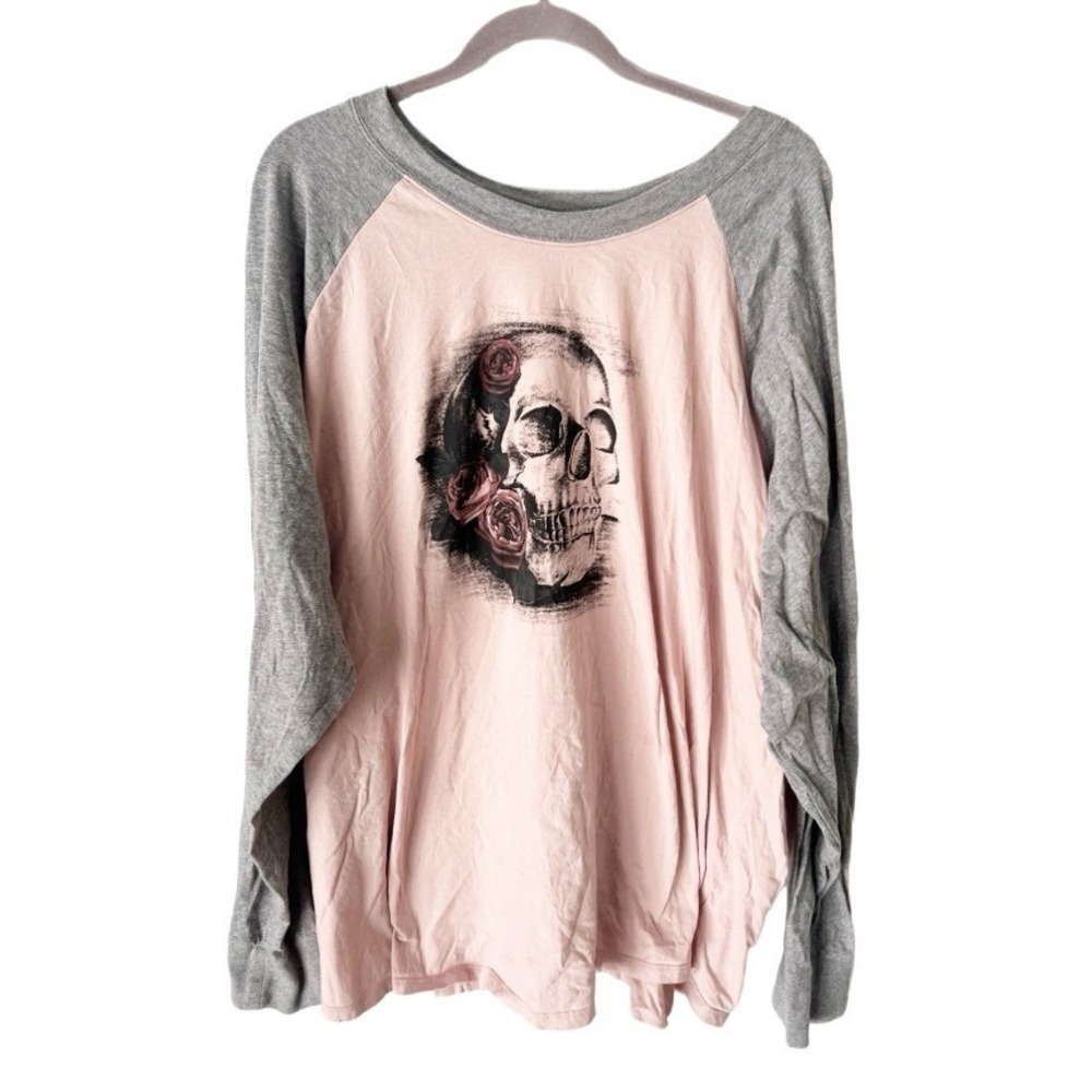 Torrid Skull Rose Raglan T-Shirt Size 6X Cotton Y2K Whimsigoth Grunge Goth